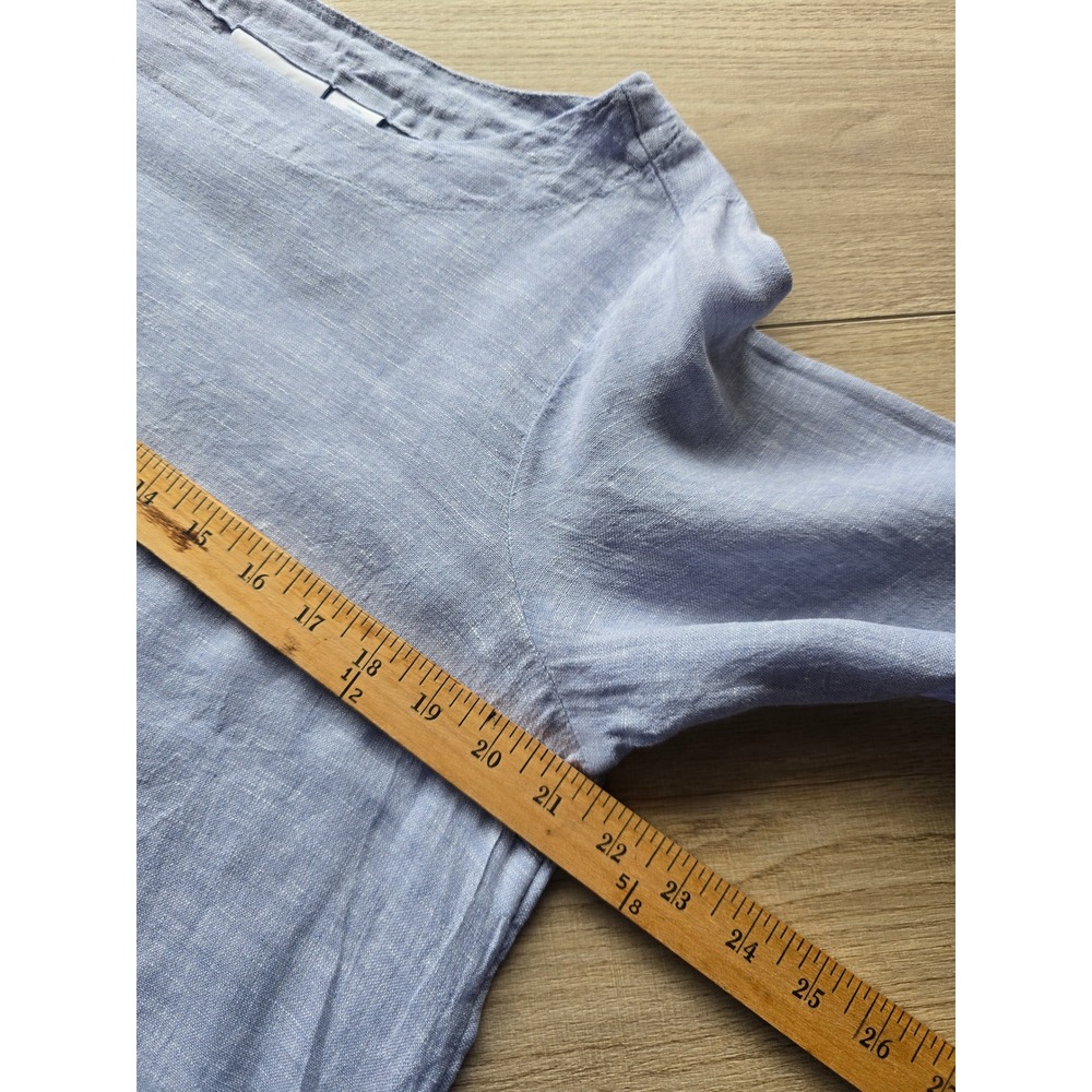 Martha Stewart 100% Linen Light Blue Top Size Medium coastal fisherman beach - Picture 7 of 9